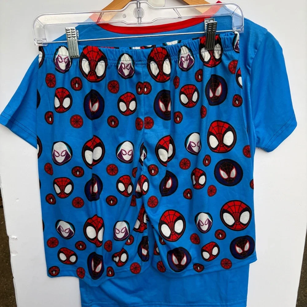 Spider-Man Miles‎ Morales Ghost-Spider Pajama Set Blue Kids Size 160 Shorts Tee